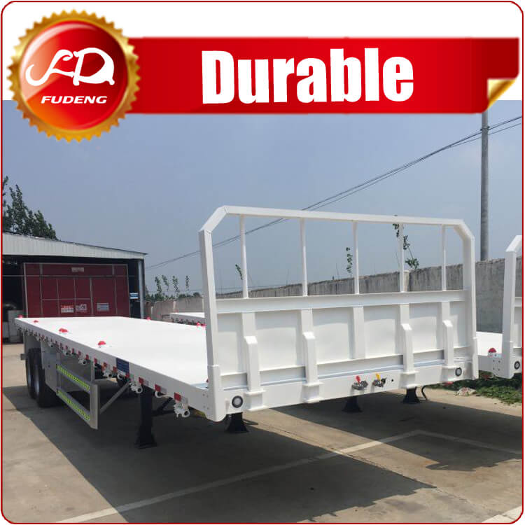 China Fudeng 3axles Flatbed Semi Trailer with Front Panel